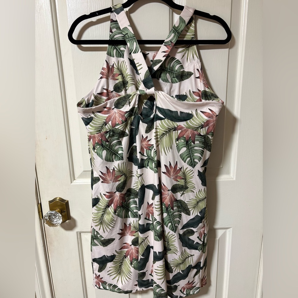 Freedom Trail by Kyodan strappy cross back floral tropical print dress -Sz: XL - Picture 2 of 7